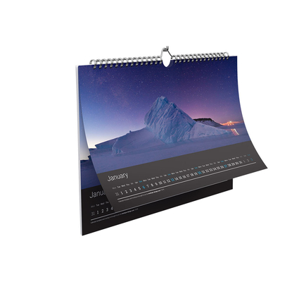 300gsm 350gsm UV আবরণ ল্যান্ডস্কেপ ক্যালেন্ডার মাসিক ক্যালেন্ডার মুদ্রণ